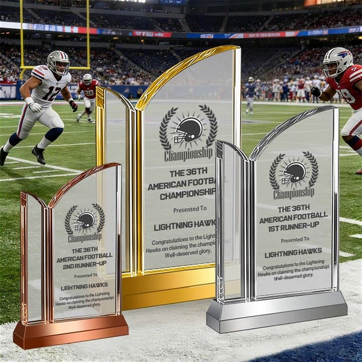 Targa da calcio del campionato sportivo di cristallo